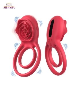 Vibrating Cock Ring with Rose toy Clitoral Stimulator Pleasure Penis